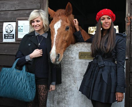 Leona Lewis and Pixie Lott at an animal sanctuary