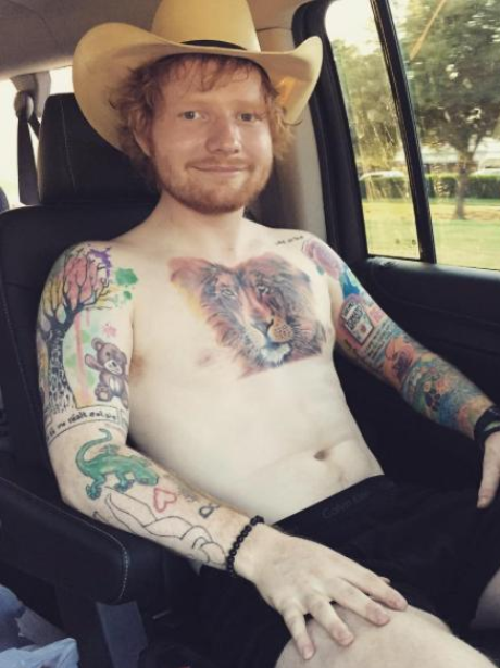 Just chillin'.... Ed Sheeran revealed his BIGGEST tattoo yet with this
