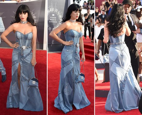 Katy Perry pays tribute to Britney's famous denim dress at the VMAs ...