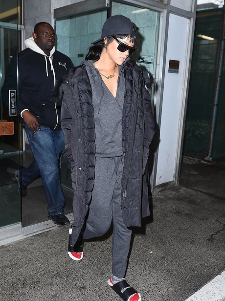 Rihanna sure does LOVE that socks and slippers combination! - This Week ...